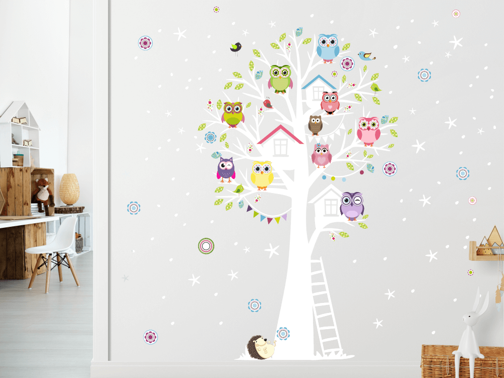 Un albero con gufi nel colore da voi scelto per una favolosa camera dei  bambini