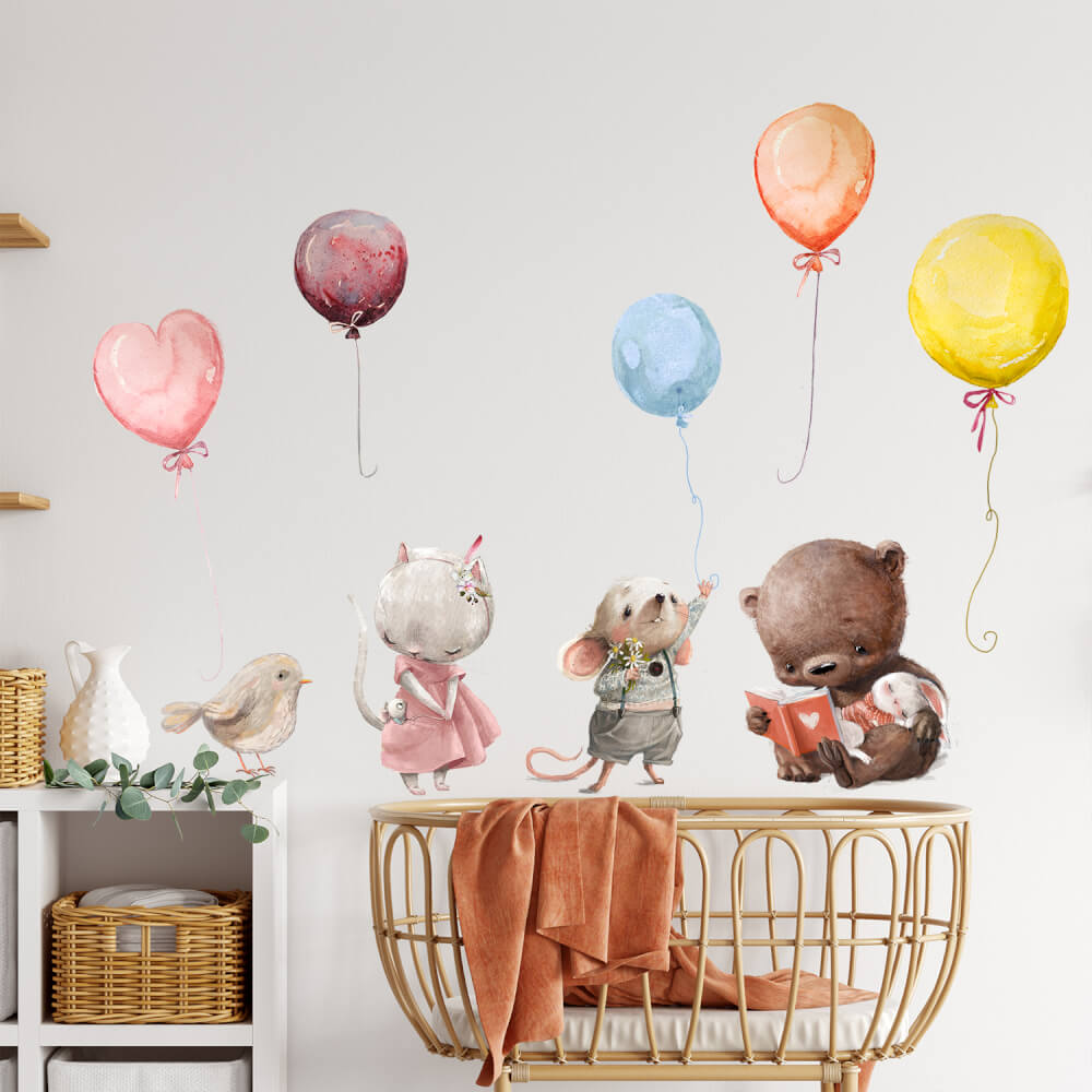 Decorazioni adesive nei colori pastello per la cameretta dei bambini