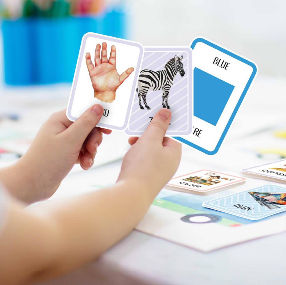 Carte Montessori XXL per bambini - 155 carte con parole in inglese