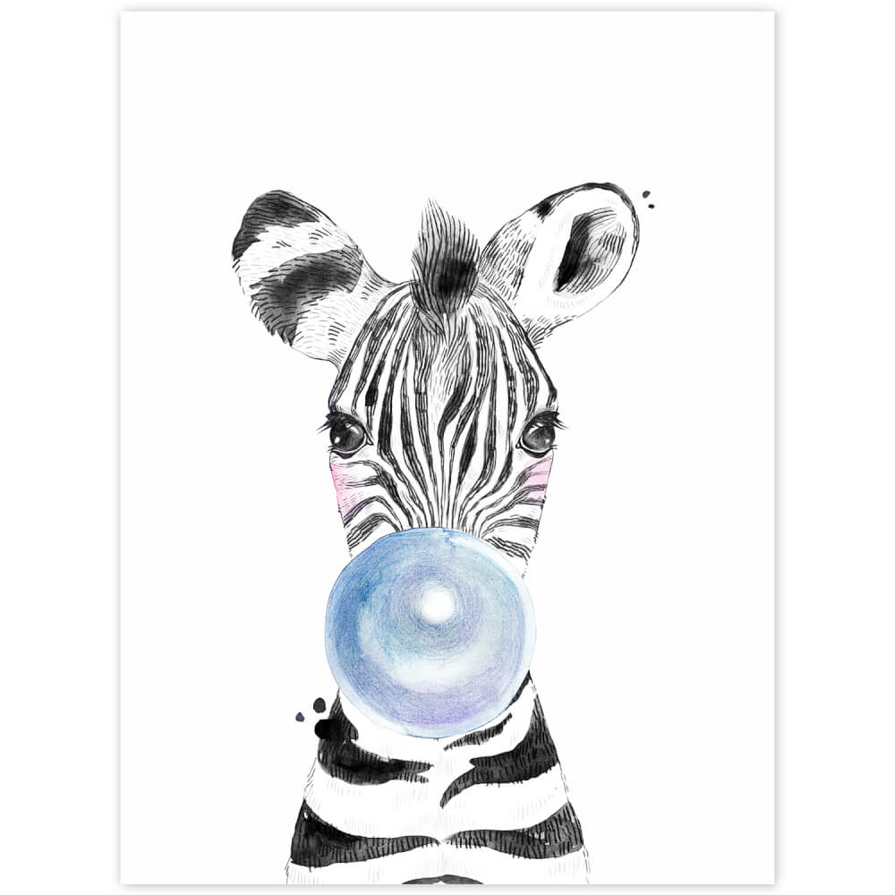 Quadro da parete - Zebra con la bolla blu